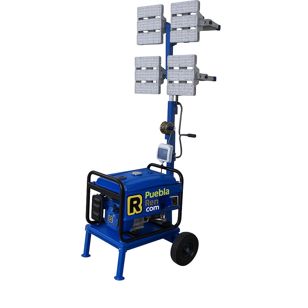 Renta de Torre de Iluminación de 4 Lamparas LED 4x600W con Generador de Gasolina en Puebla