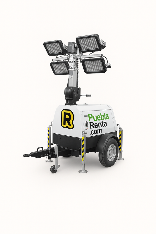 Renta de Torre de Iluminación de 4 Lámparas 1,000 W con Generador a Diesel en Puebla